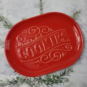 NWOT Hallmark Fresh Baked Cookies Red Serving Platter
